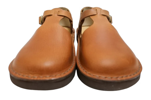 【Organic handloom GUNA ブラウン】メリージェーンタイプのストラップシューズ